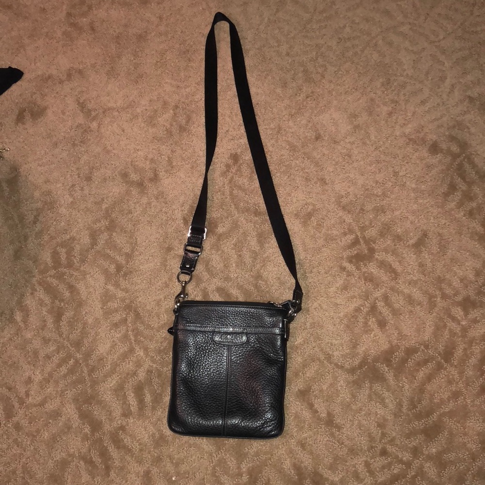 Black faux leather Coach satchel